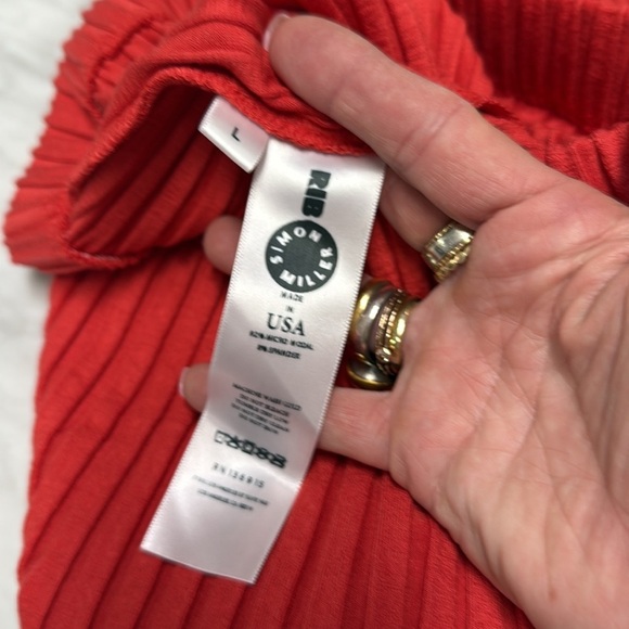 Simon Miller Rib Cyrene Ribbed Knit Pant Size Large in Coral Red/Orange - Picture 9 of 9
